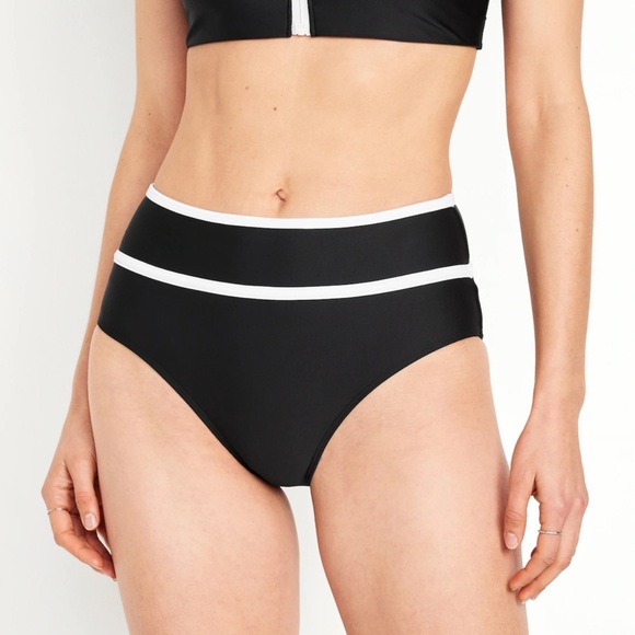 NWT OLD NAVY High-Waisted Bikini Swim Bottoms Color: Black Jack - Picture 2 of 10